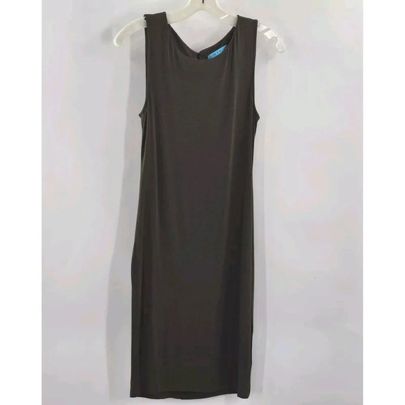 Alice + Olivia Dark Olive Army Green Sleeveless Tank Sheath Dress Sz Small READ - Picture 1 of 5